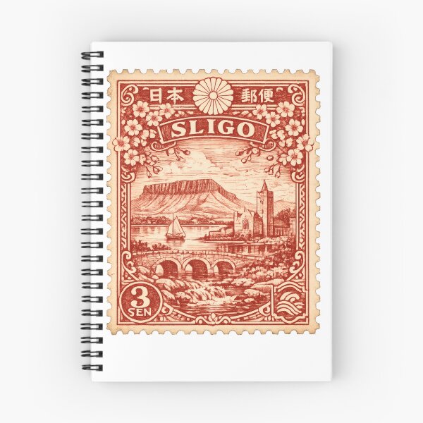 Item preview, Vintage Sligo Stamp Illustration | Retro Irish Postage Art | Wild Atlantic Coast Heritage Travel Design of Ireland designed and sold by PaintedPixels01.