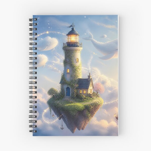 Item preview, Whimsical Floating Island Cosmic Lighthouse Dreamscape designed and sold by Glitchart66.