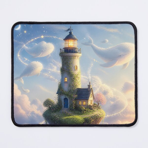 Item preview, Whimsical Floating Island Cosmic Lighthouse Dreamscape designed and sold by Glitchart66.