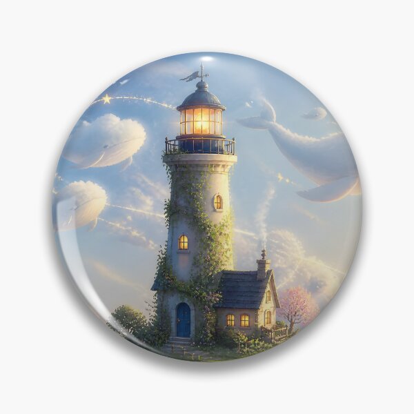 Item preview, Whimsical Floating Island Cosmic Lighthouse Dreamscape designed and sold by Glitchart66.