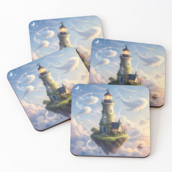 Item preview, Whimsical Floating Island Cosmic Lighthouse Dreamscape designed and sold by Glitchart66.