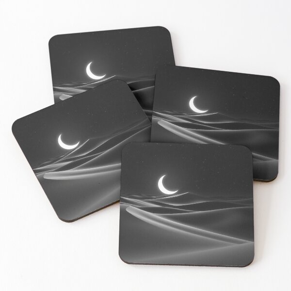 Item preview, Crescent Moon Over Desert Dunes at Night | Moody Black and White Landscape designed and sold by EllDAV777.