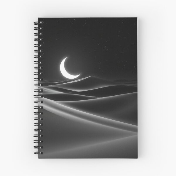 Item preview, Crescent Moon Over Desert Dunes at Night | Moody Black and White Landscape designed and sold by EllDAV777.