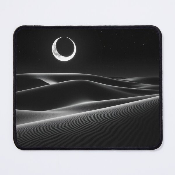 Item preview, Surreal Crescent Moon Over Desert Dunes | Black and White Night Landscape designed and sold by EllDAV777.