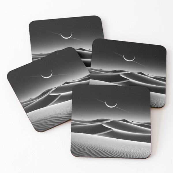 Item preview, Crescent Moon Over Endless Sand Dunes at Night | Surreal Desert Landscape Art designed and sold by EllDAV777.