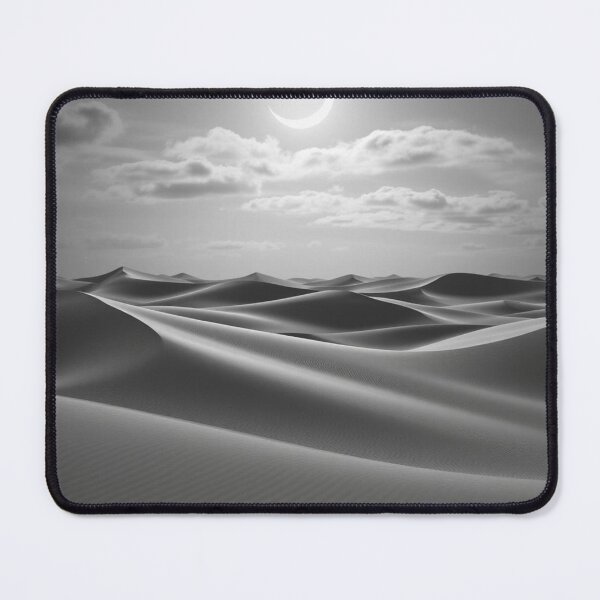 Item preview, Crescent Moon Over Sand Dunes | Black and White Desert Landscape Art designed and sold by EllDAV777.