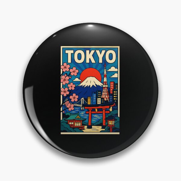 Item preview, Tokyo Japan Retro Travel Poster With Mount Fuji City Nightscape designed and sold by eliramaison.