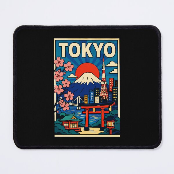 Item preview, Tokyo Japan Retro Travel Poster With Mount Fuji City Nightscape designed and sold by eliramaison.