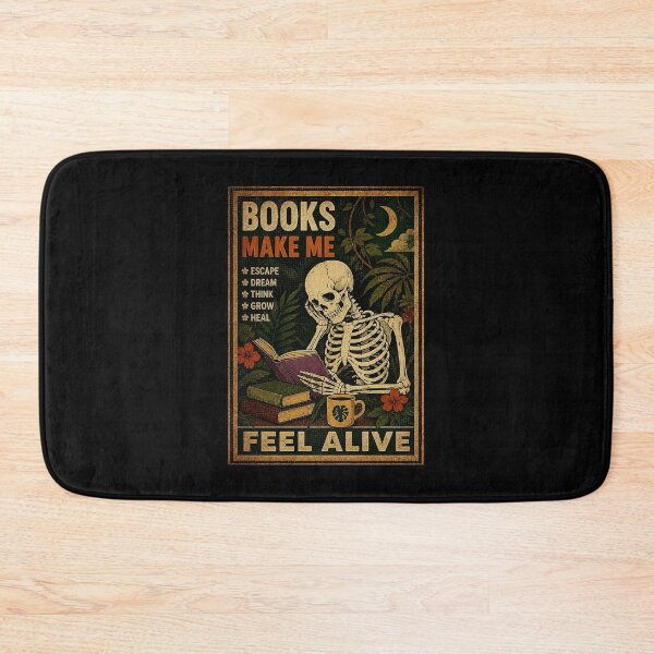 Item preview, Books Make Me Feel Alive Gothic Skeleton Reader Vintage Library Poster designed and sold by ferminhays.