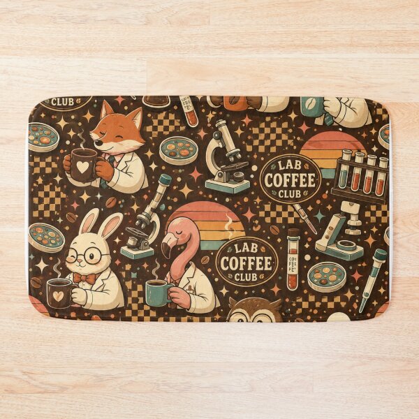 Item preview, Retro Lab Coffee Club | Cute Science Animal Pattern | Cozy Laboratory Café Gift for Nurses, Lab Techs & Coffee Lovers designed and sold by ClinicalHubs.
