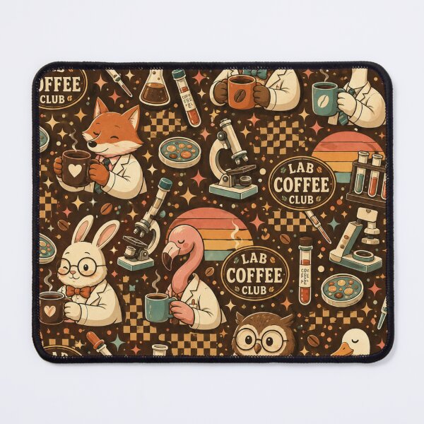 Item preview, Retro Lab Coffee Club | Cute Science Animal Pattern | Cozy Laboratory Café Gift for Nurses, Lab Techs & Coffee Lovers designed and sold by ClinicalHubs.