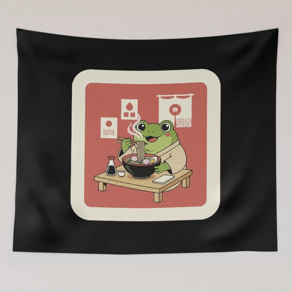 Item preview, Cute Frog Eating Ramen Cozy Japanese Cafe Illustration designed and sold by JordynLadukeg65.