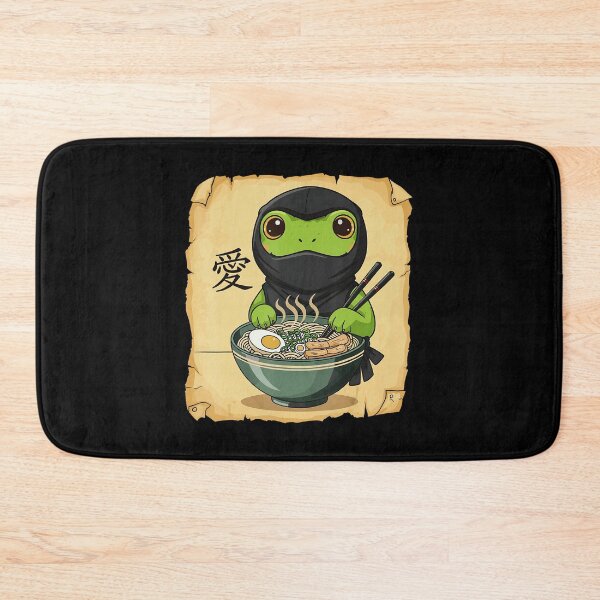 Item preview, Kawaii Ninja Frog Eating Ramen In Cute Japanese Cartoon Style designed and sold by titanlevi.
