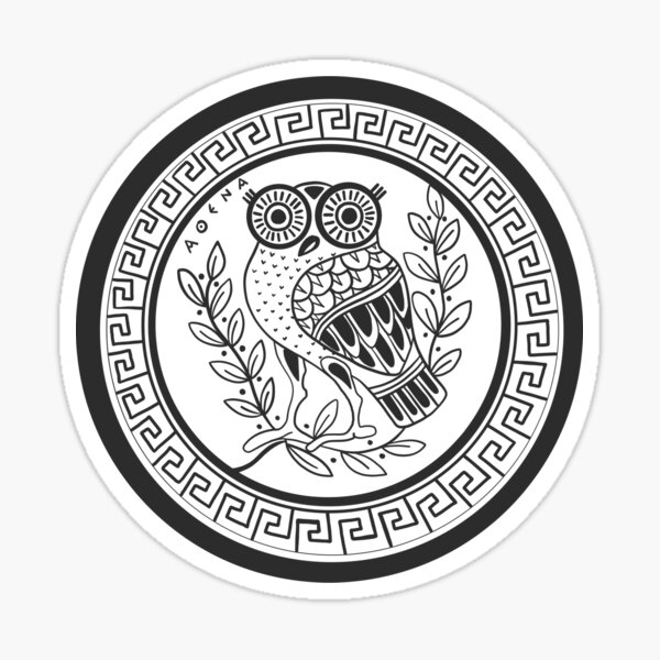 Ancient Athenian Owl Design - Transparent Sticker