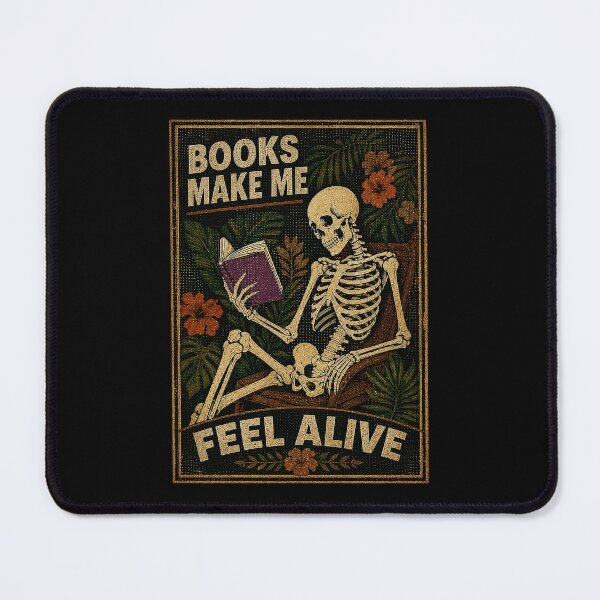 Item preview, Books Make Me Feel Alive Vintage Skeleton Reading Botanical Gothic designed and sold by ferminhays.