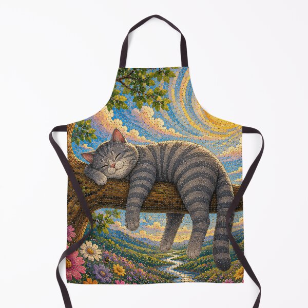 Item preview, Cute Dreamy Gray Cat Sleeping on Tree Branch Mosaic Art designed and sold by Mindworx21.