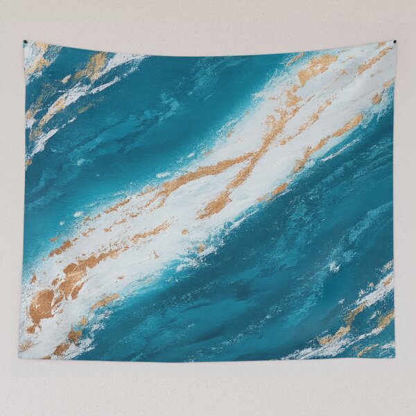 Aperçu de l'œuvre Vague de surf abstraite moderne de couleur turquoise, inspirée des côtes. créée et vendue par TheSlowShore.