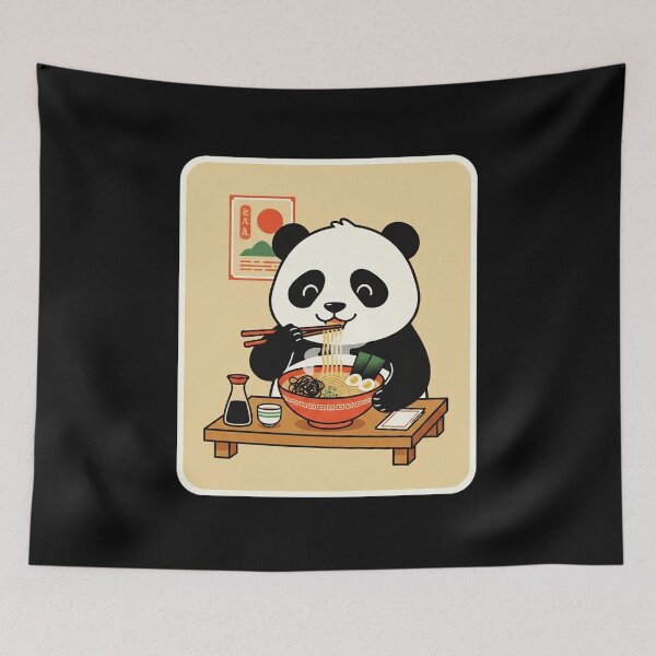 Item preview, Cute Panda Eating Ramen in Cozy Japanese Cartoon Style designed and sold by JordynLadukeg65.