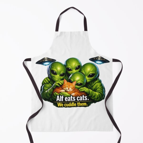 Item preview, Alf Eats Cats — We Cuddle Them (Alien Cat Lovers Design) designed and sold by ChaoticVibe22.
