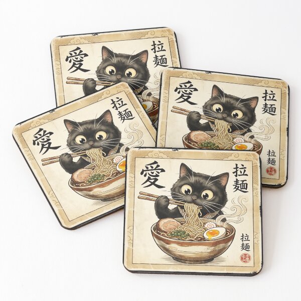 Item preview, Kawaii Black Cat Ramen Lover Vintage Japanese Food designed and sold by titanlevi.