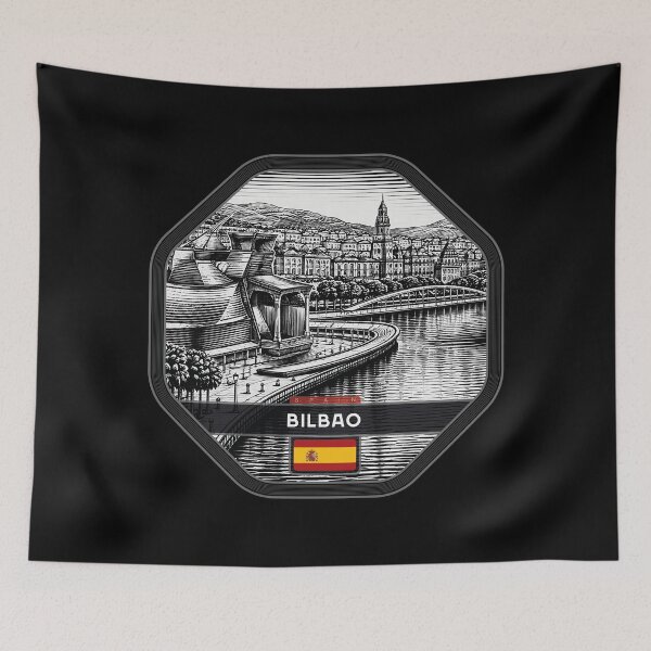 Item preview, Bilbao Spain Linocut Style  designed and sold by Thistle-TShop.
