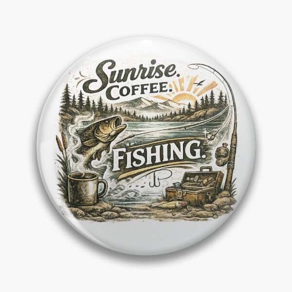 Artikelvorschau, Sunrise. Coffee. Fishing. – Vintage Fishing Morning Design entworfen und verkauft von Digal92.