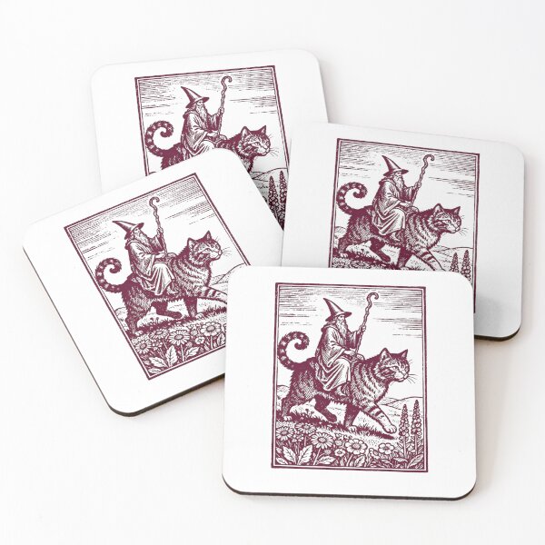 Item preview, Wizard Riding Giant Cat Illustration designed and sold by Colorful-Garden.