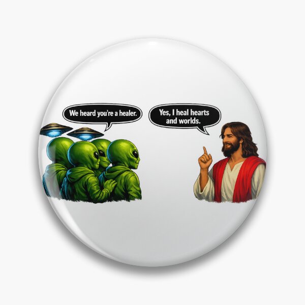Item preview, We Heard You’re a Healer — Cosmic Conversation (Aliens & Jesus Design) designed and sold by ChaoticVibe22.