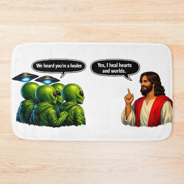 Item preview, We Heard You’re a Healer — Cosmic Conversation (Aliens & Jesus Design) designed and sold by ChaoticVibe22.
