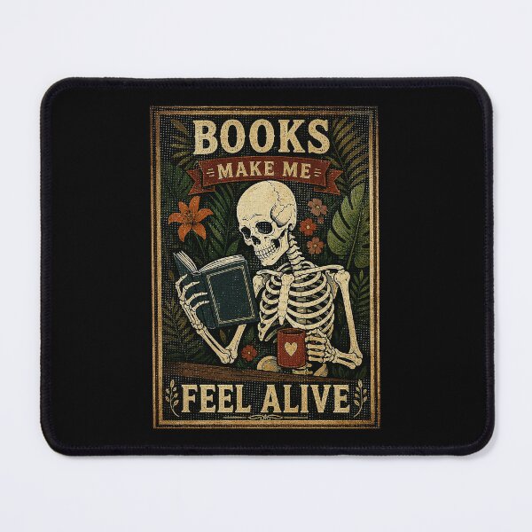 Item preview, Books Make Me Feel Alive Vintage Skeleton Reading Gothic designed and sold by ferminhays.
