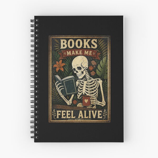 Item preview, Books Make Me Feel Alive Vintage Skeleton Reading Gothic designed and sold by ferminhays.