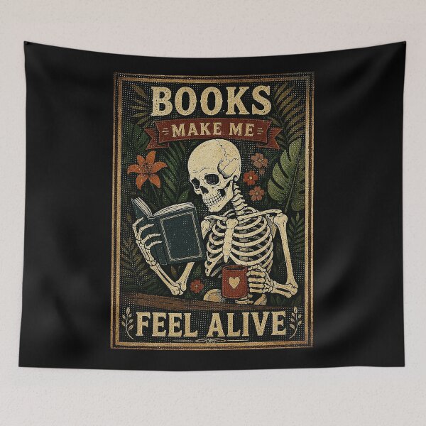 Item preview, Books Make Me Feel Alive Vintage Skeleton Reading Gothic designed and sold by ferminhays.