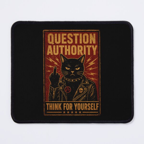 Item preview, Question Authority Black Cat Punk Retro Protest Style designed and sold by Modaozushi216.