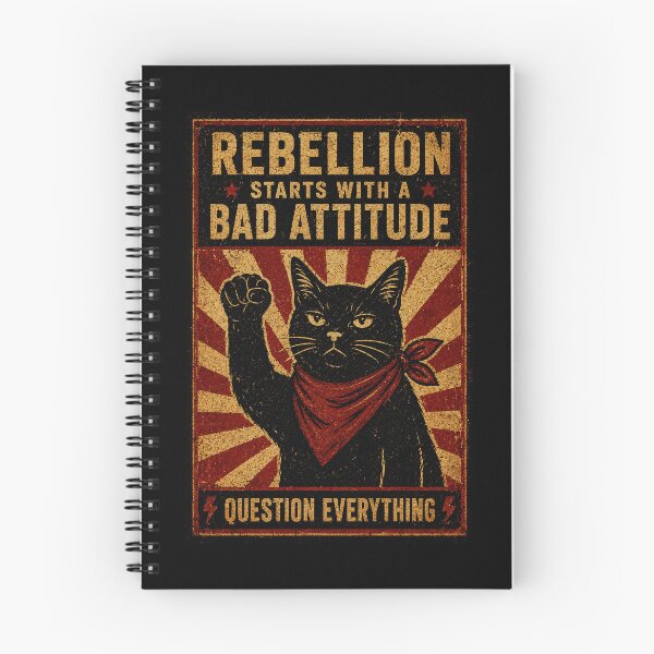 Item preview, Rebellion Starts With a Bad Attitude Black Cat Vintage Poster designed and sold by Modaozushi216.
