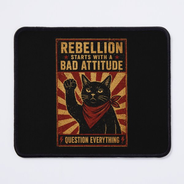 Item preview, Rebellion Starts With a Bad Attitude Black Cat Vintage Poster designed and sold by Modaozushi216.