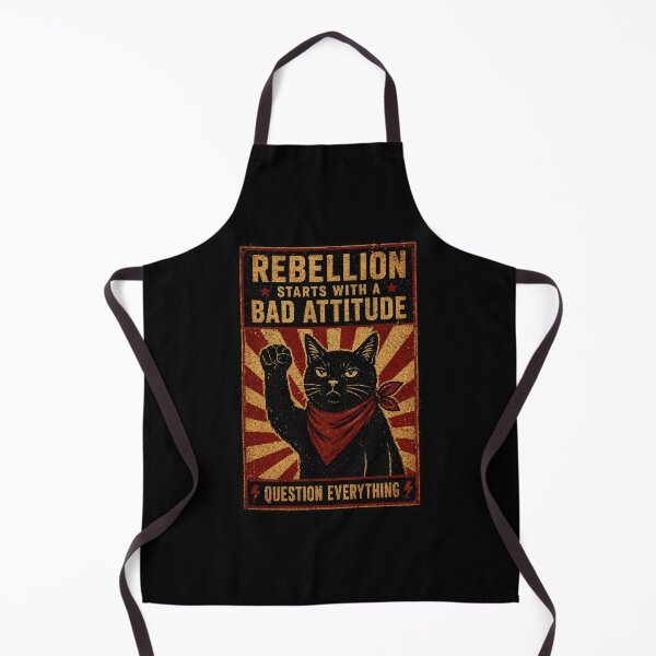 Item preview, Rebellion Starts With a Bad Attitude Black Cat Vintage Poster designed and sold by Modaozushi216.
