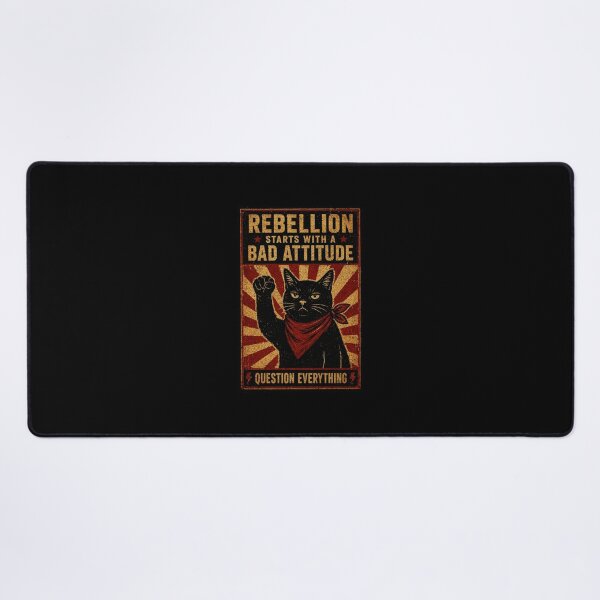 Item preview, Rebellion Starts With a Bad Attitude Black Cat Vintage Poster designed and sold by Modaozushi216.