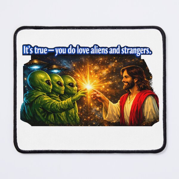 Item preview, Jesus Loves Aliens — Cosmic Stranger Love Design  designed and sold by ChaoticVibe22.