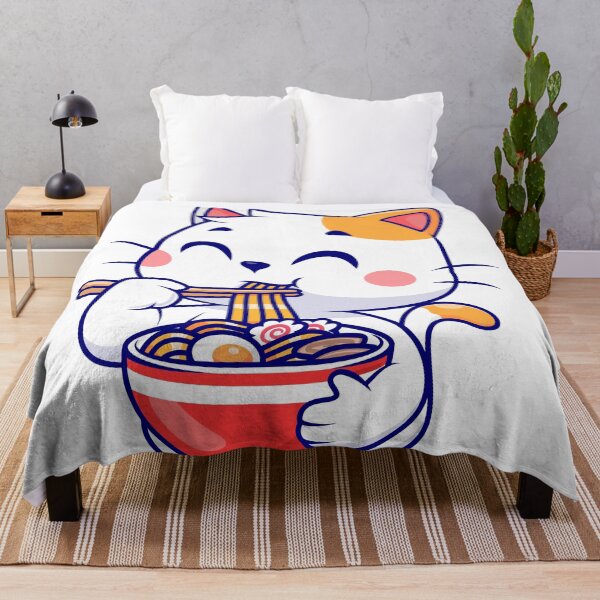 Item preview, Happy Calico Cat Enjoying Ramen Illustration designed and sold by KrisGraphic45.
