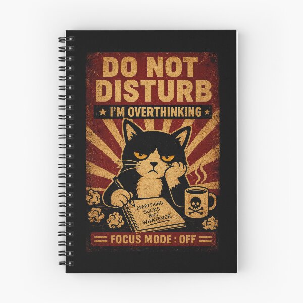 Item preview, Do Not Disturb Overthinking Cat Funny Vintage Retro Humor designed and sold by Modaozushi216.