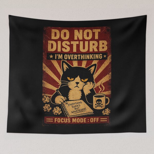Item preview, Do Not Disturb Overthinking Cat Funny Vintage Retro Humor designed and sold by Modaozushi216.