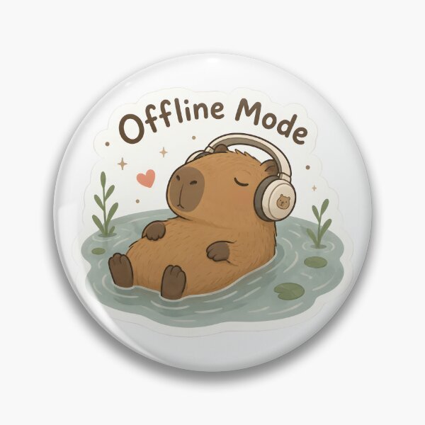 Item preview, Cute Capybara Offline Mode Sticker | Chill Vibes designed and sold by veralchhaya.