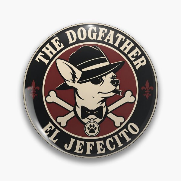 Item preview, The Dogfather Chihuahua - El Jefecito Vintage Mafia Badge Father's Day Gift designed and sold by Breed And Build.
