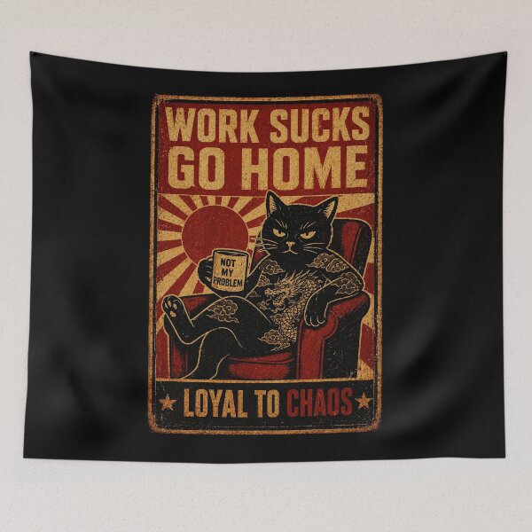 Item preview, Work Sucks Go Home Grumpy Cat Retro Office Humor Poster designed and sold by Modaozushi216.