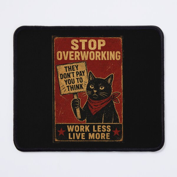 Item preview, Retro Black Cat Anti Work Poster Style Lazy Office Humor designed and sold by Modaozushi216.