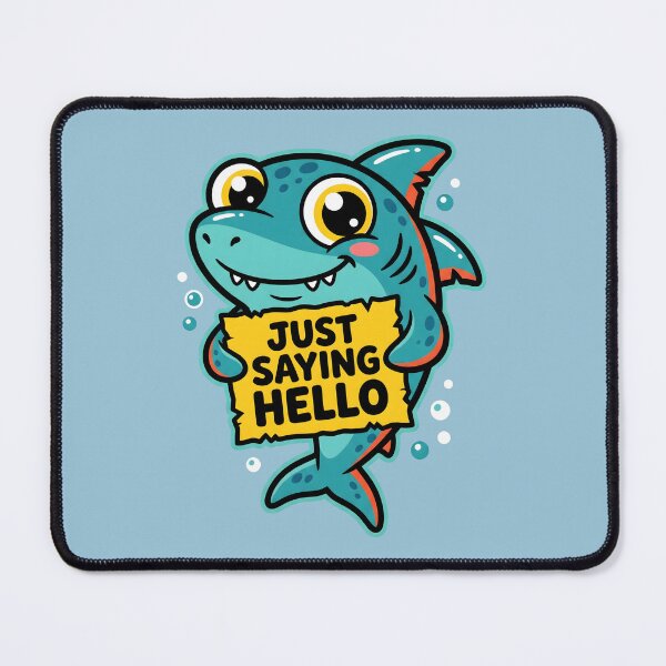 Item preview, Just Saying Hello Cute Chibi Shark Sea Creature designed and sold by SplashTastic.