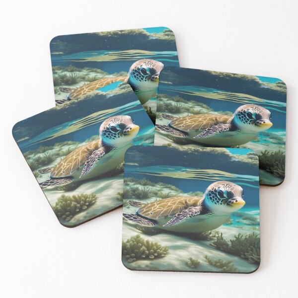 Item preview, Baby Sea Turtle Gliding Over Coral Reef designed and sold by CASASIS_MERCH.