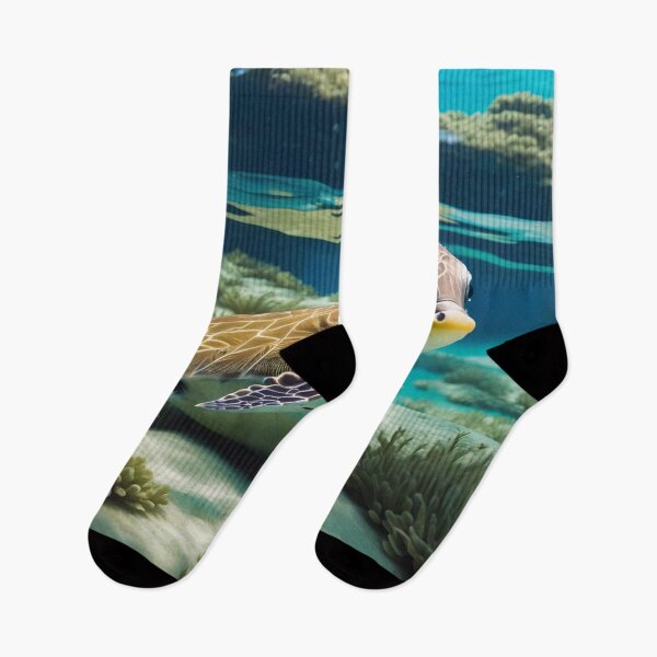 Item preview, Baby Sea Turtle Gliding Over Coral Reef designed and sold by CASASIS_MERCH.