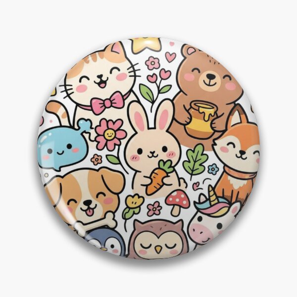 Item preview, Cute Kawaii Animals Circle Doodles- Happy Cartoon Friends Graphics  designed and sold by LunaVales.