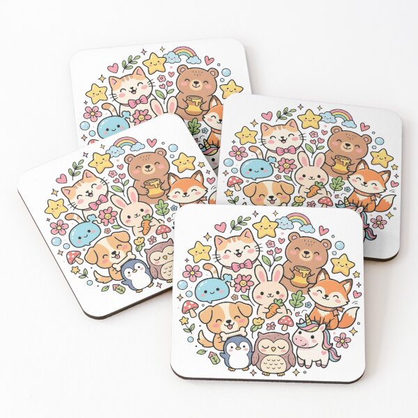 Item preview, Cute Kawaii Animals Circle Doodles- Happy Cartoon Friends Graphics  designed and sold by LunaVales.